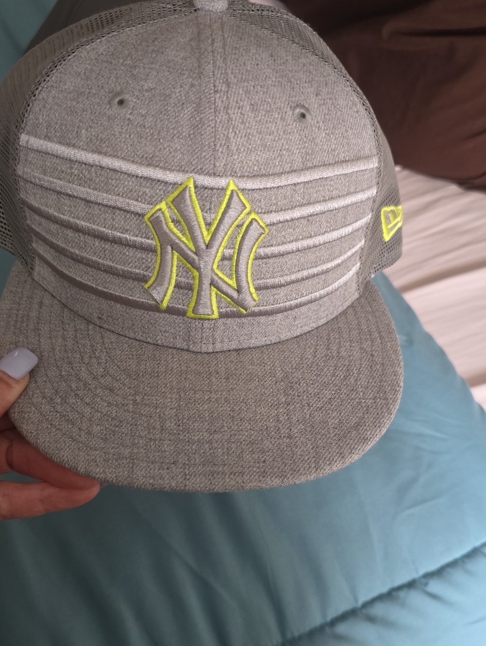 New Era Gray Snapback with Neon Yellow NY Logo